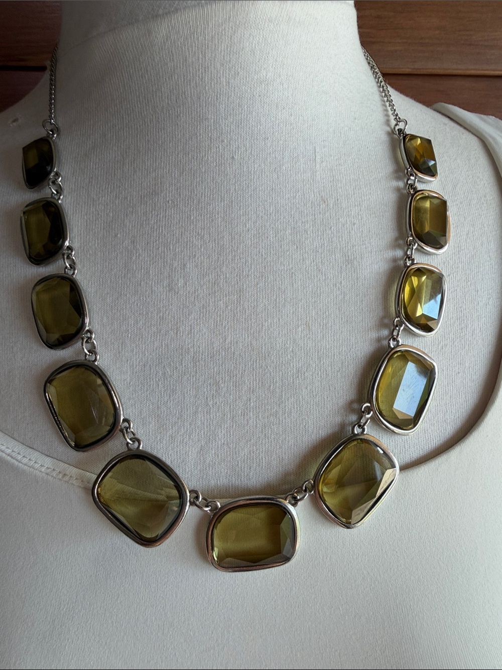 Olive Green Gemstone Statement Necklace - Women's Jewelry